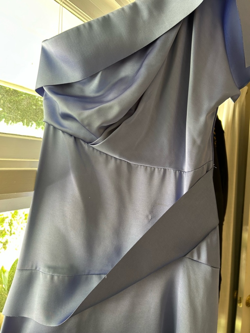 Acler One-Shoulder Powder Blue Satin Midi Dress - Picture 4 of 6